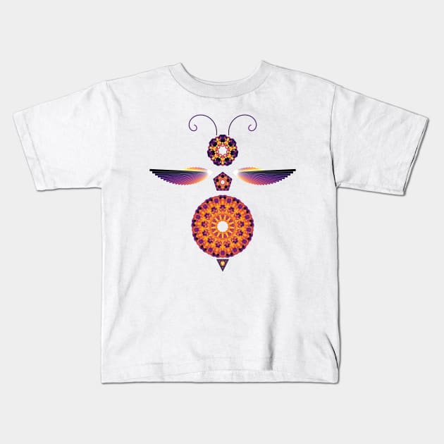 Mandala Honey Bee | Onyx Ruby Citrine Black Red Yellow White Kids T-Shirt by aRtVerse